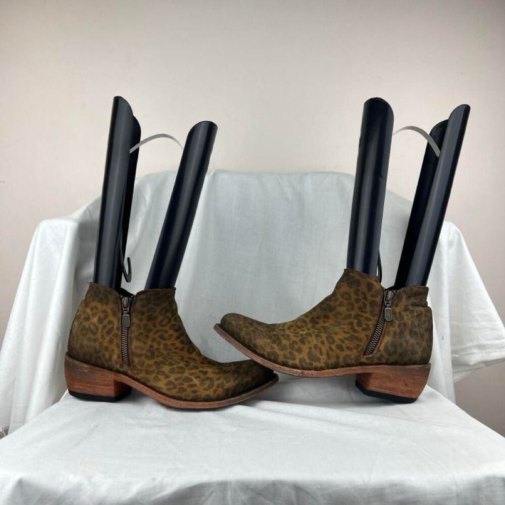 Liberty Black Cheetah Print Leather Ankle Boots Size 7.5